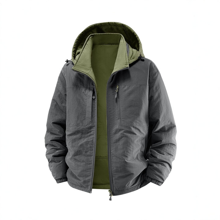 Men's thermo field jacket with fleece lining, hood and front pockets Mune Fashion