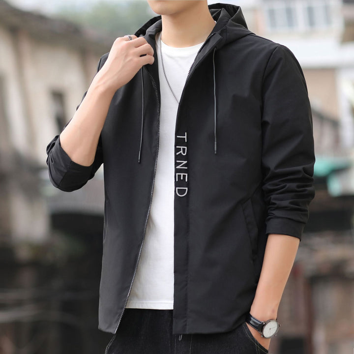 Men's lightweight hooded shell jacket with concealed zipper and minimalist utility look Mune Fashion