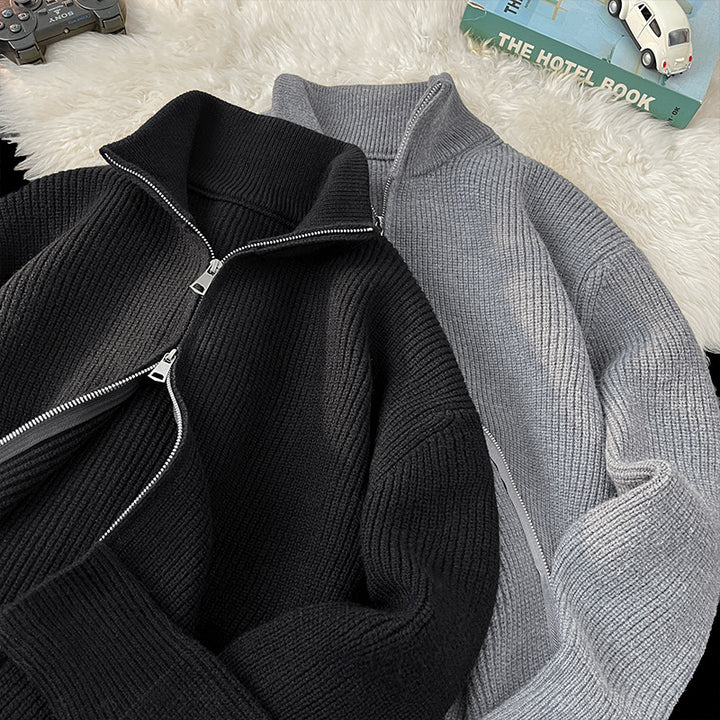 Women Fashionable Knit Sweater with High Collar Mune Fashion