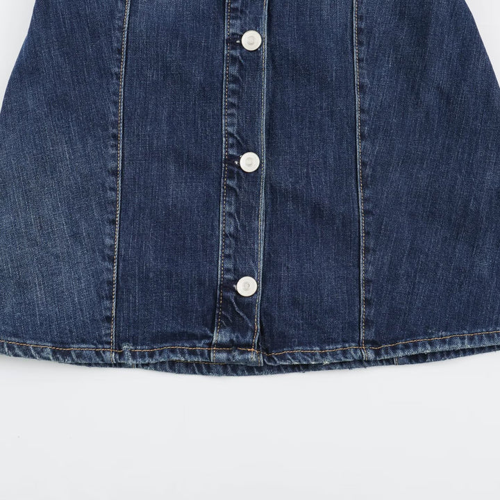Women's Straight Denim Shirt Dress with Full Button Placket and Chest Pockets Mune Fashion