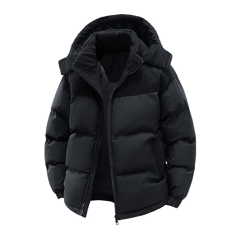 Ladies Thermo Puffer Short Jacket with Cord Shoulder and Hood Collar Mune Fashion