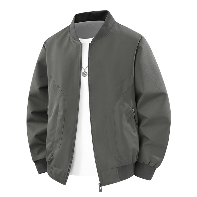 Men's Lightweight Windproof Bomber Jacket with Ribbed Cuffs and Zipper Pockets Mune Fashion