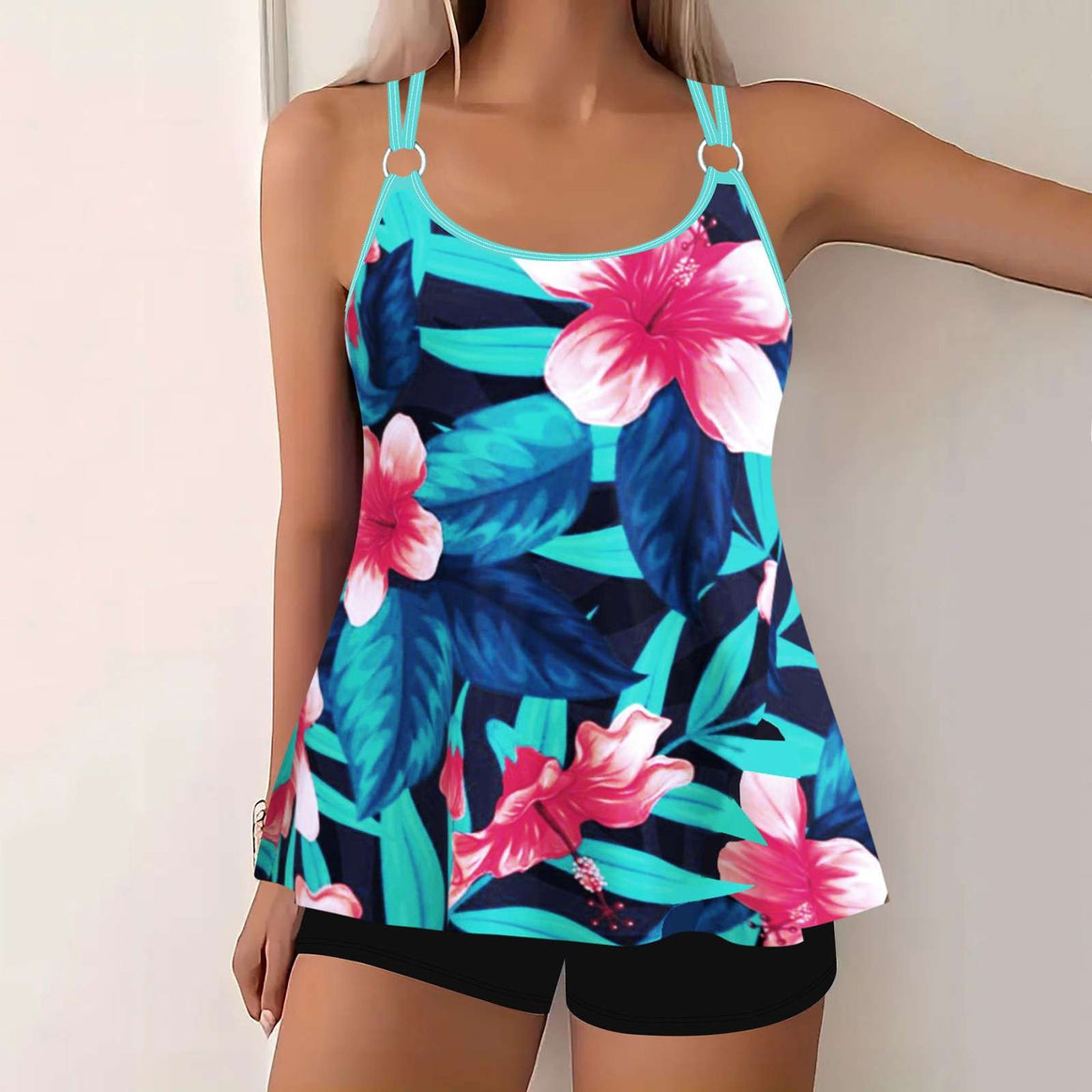 Ladies airy-cut spaghetti strap top with ring detail and A-line cut Mune Fashion