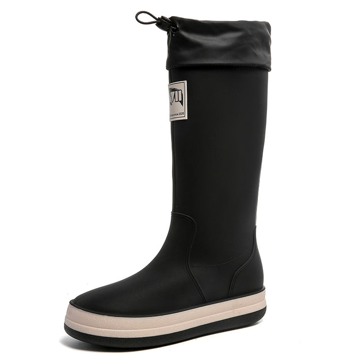 Women's knee-high waterproof rubber boots with adjustable cord closure Mune Fashion