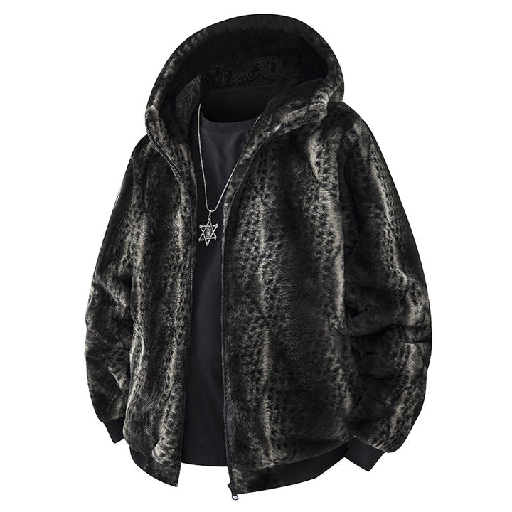Herren Kapuzen-Fleecejacke im Oversized-Look mit weichem Kunstfellfutter Mune Fashion