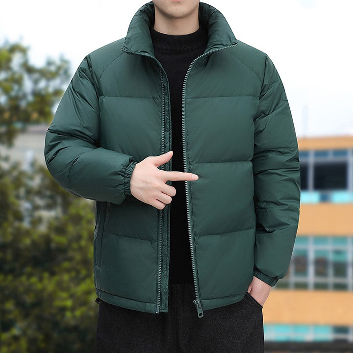 Men's Short Cut Thermoregulating Puffer Jacket with High Standing Collar & Two-Way Zipper Mune Fashion