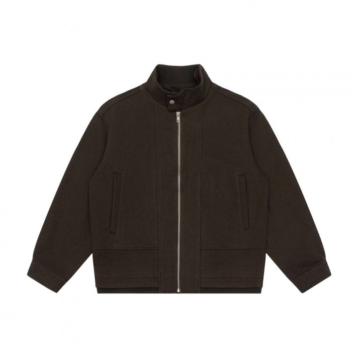 Men's short-cut boxy blouson made of wool blend with stand-up collar, metal zipper and concealed side pockets Mune Fashion