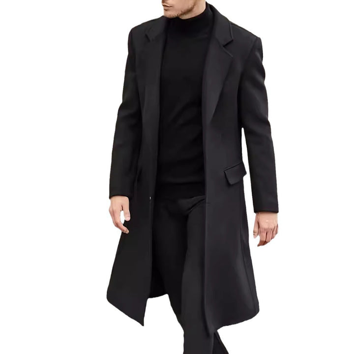 Men's longer tailored wool coat with lapel collar and inner pockets Mune Fashion