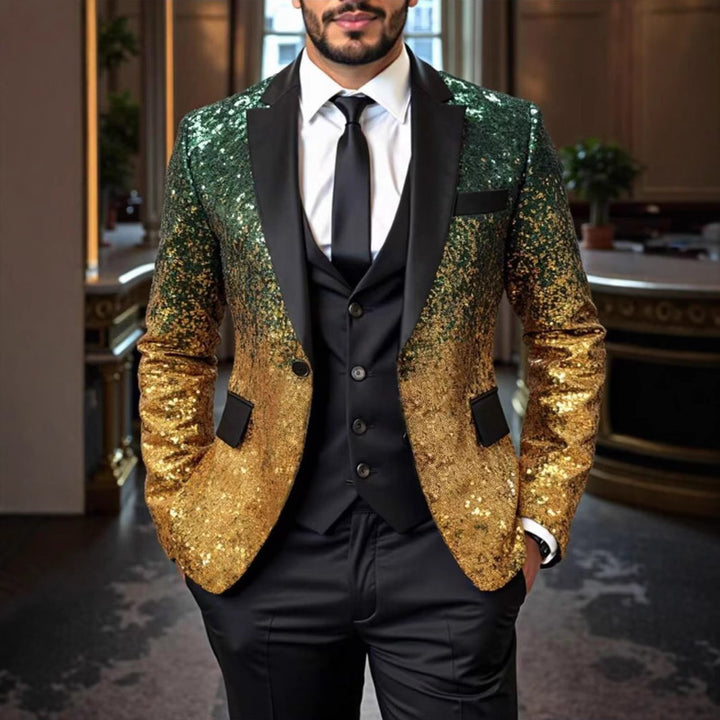 Men's sequin jacket with satin shawl collar and tailored fit Mune Fashion