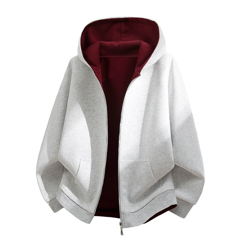 Unisex Oversize Zip-Hoodie with two-tone lining, boxy cut & two-way zipper Mune Fashion