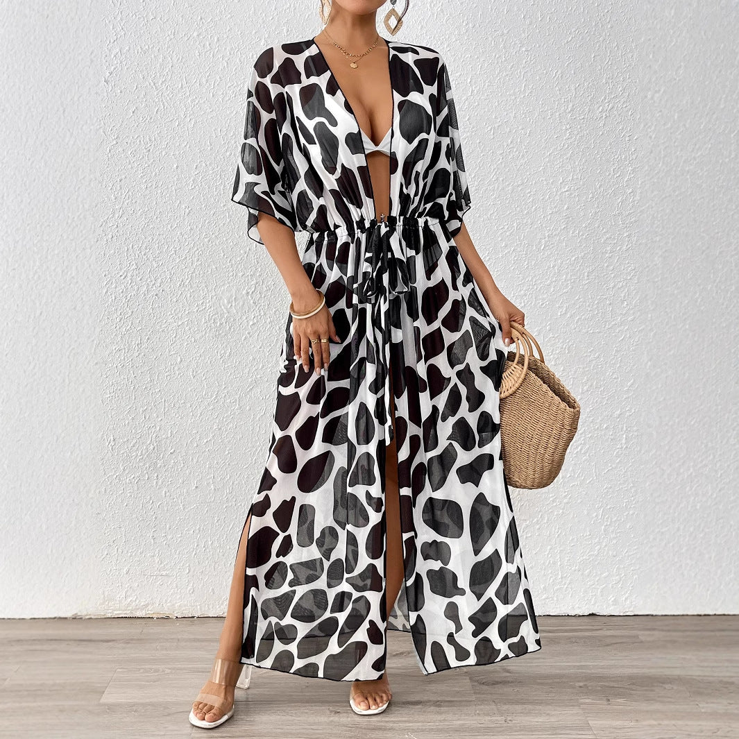Women's fashionable beach kaftan with side drawstring Mune Fashion