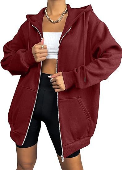 Women's oversized zip hoodie with contrasting zipper, double-layered hood and kangaroo pocket Mune Fashion