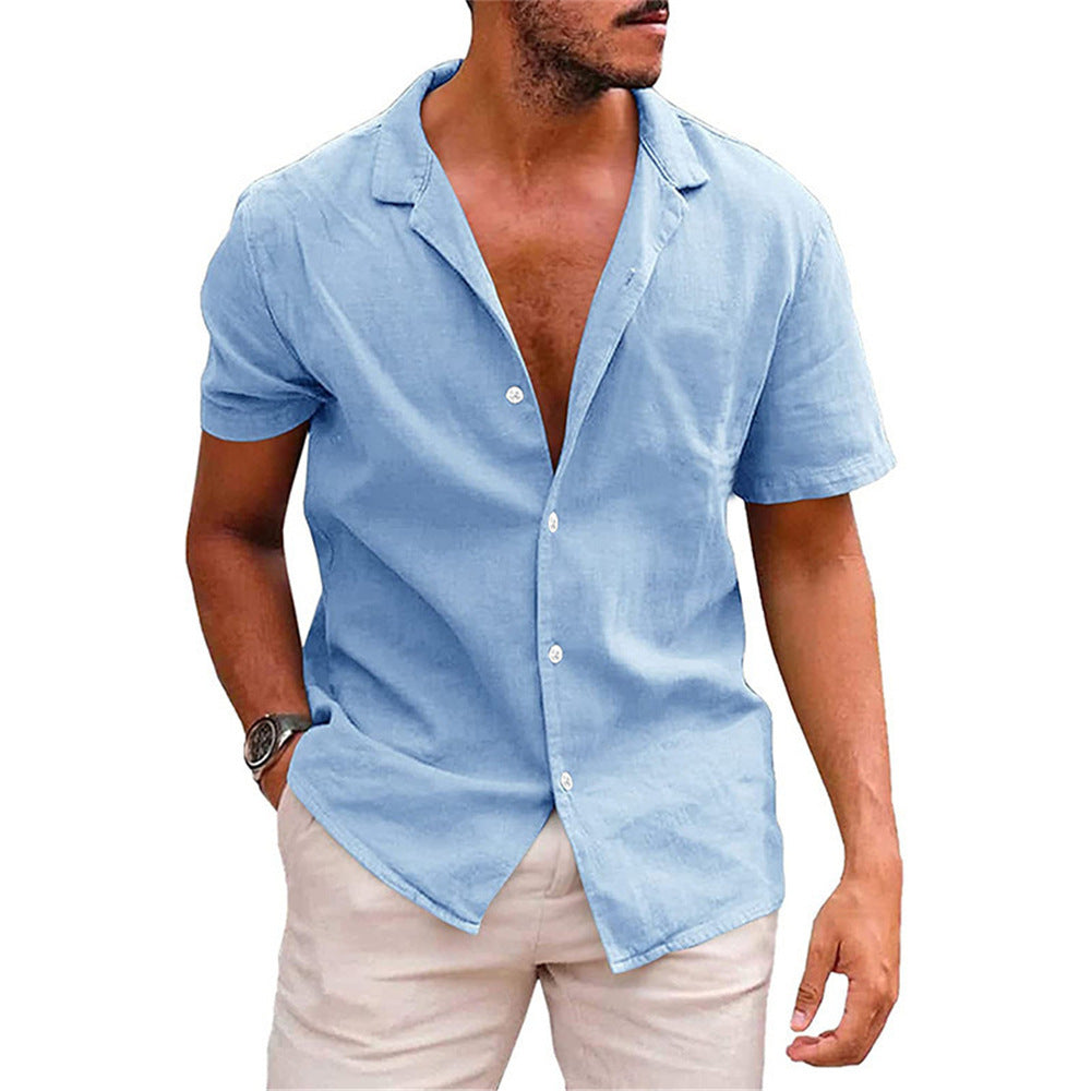 Men's Short Sleeve Leisure Shirt made of Lightweight Linen Mune Fashion