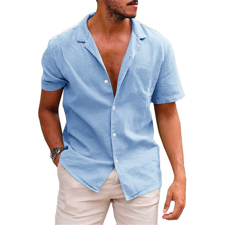 Men's Short Sleeve Leisure Shirt made of Lightweight Linen Mune Fashion