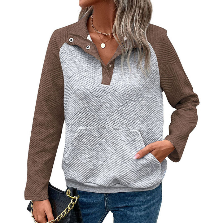 Women Fashionable Sweatshirt with Removable Collar Mune Fashion
