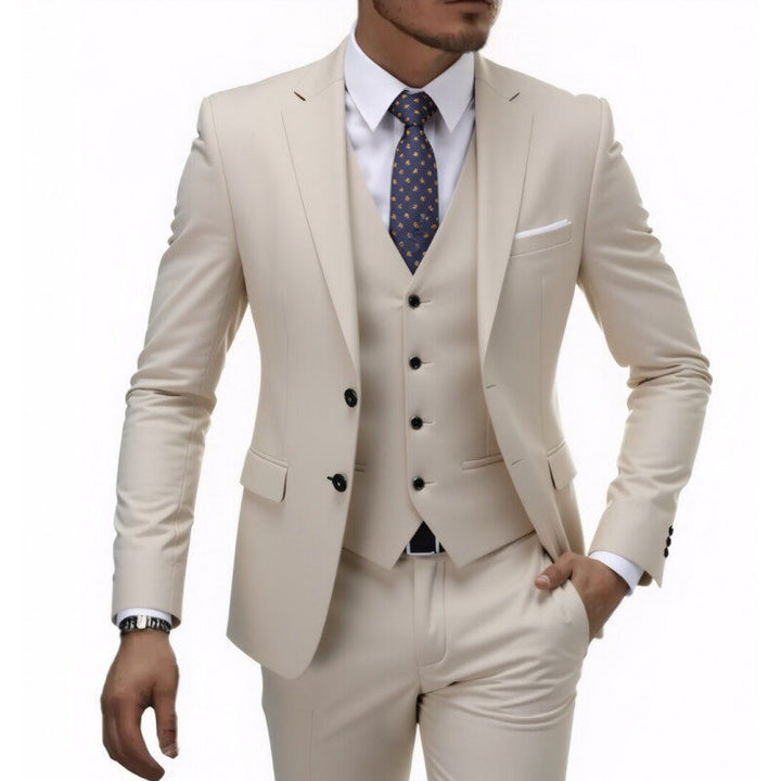 Men's three-piece Slim-Fit suit set with vest, slim lapel and tailored silhouette Mune Fashion