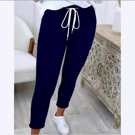 Women's Slim-Fit Jogging Pants with Drawstring and Cuff Mune Fashion