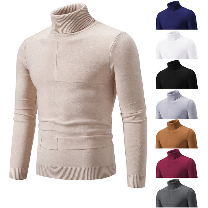 Men's fine turtleneck sweater with textured seams, slim-fit and ribbed cuffs Mune Fashion