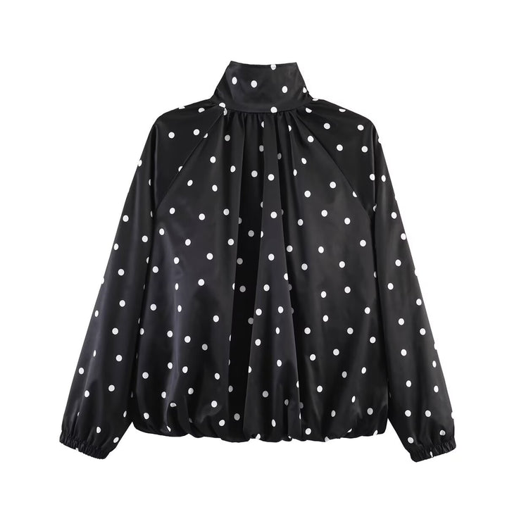 Women's lightweight water-repellent bomber jacket with stand collar and dot print Mune Fashion