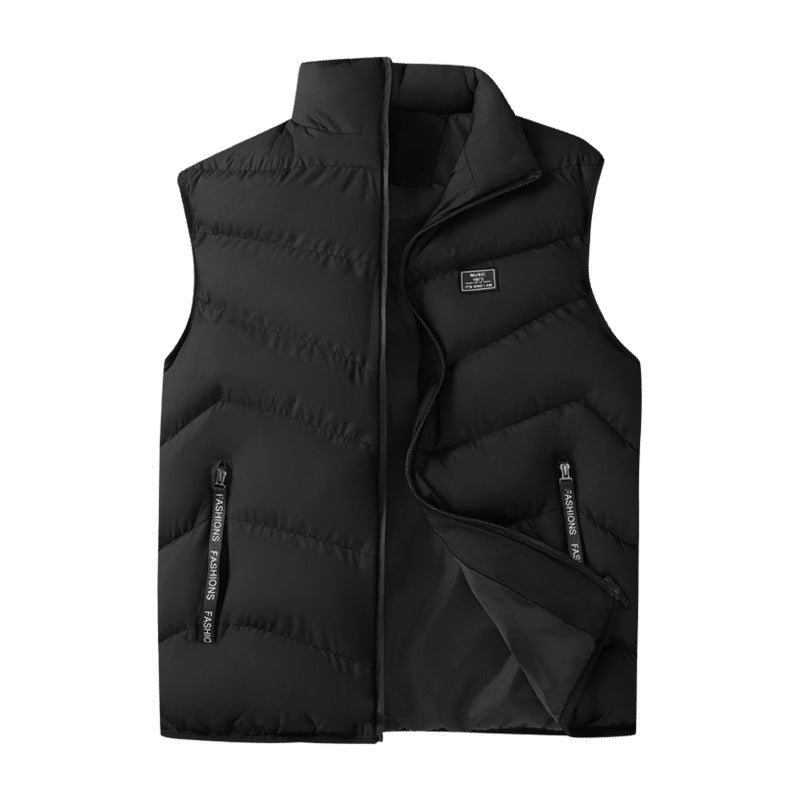 Men's light quilted thermal vest with chevron quilting, high-closing stand-up collar, and windproof lining Mune Fashion