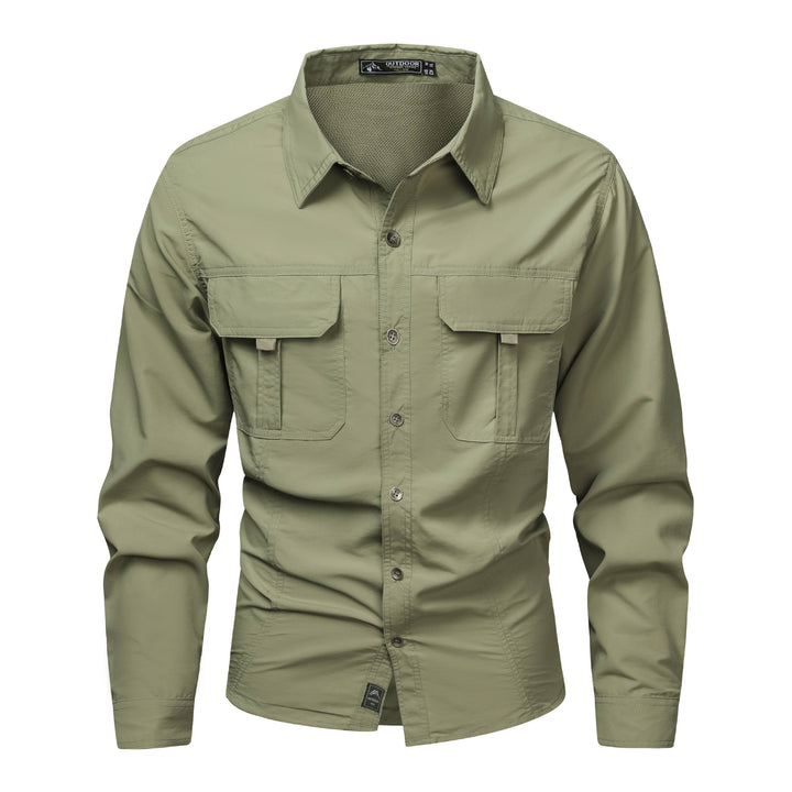 Men's nano multifunctional outdoor overshirt with breathable mesh collar and patch flap chest pockets Mune Fashion