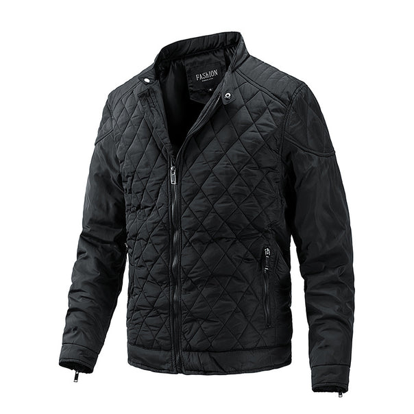 Men's quilted lightweight bomber jacket with stand collar and zipper Mune Fashion