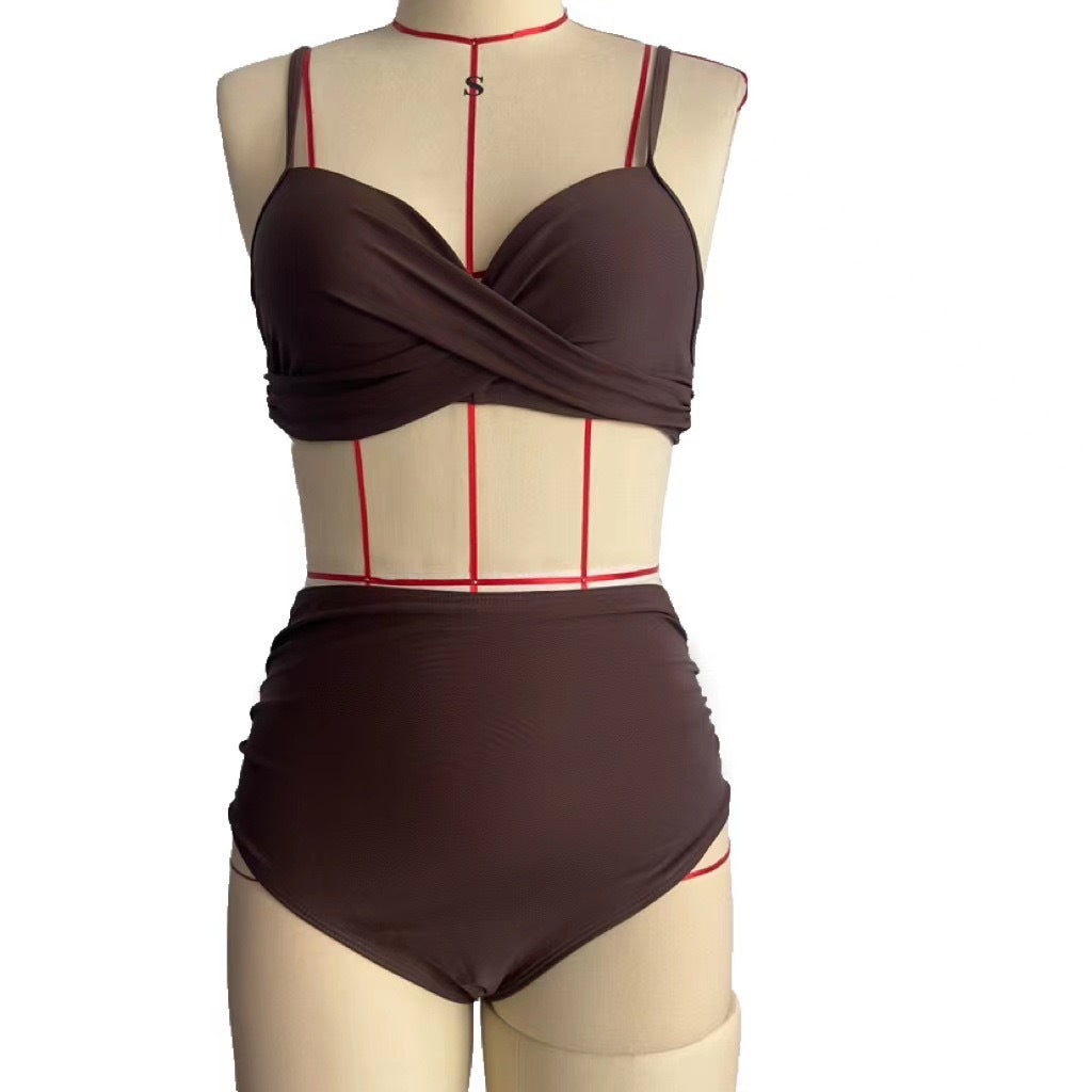 Women High-Waist Bikini with Leopard Pattern Mune Fashion