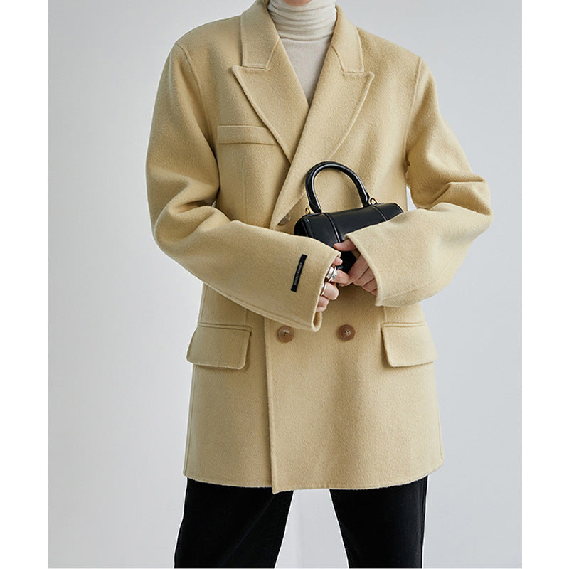 Women Elegant Oversized Blazer with Double Wide Button Placket Mune Fashion