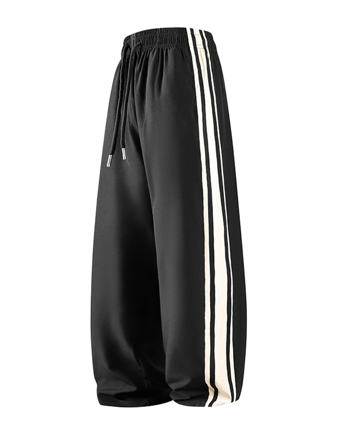 Women Wide Trackpants with Drawstring Waistband and Side Contrast Stripes Mune Fashion