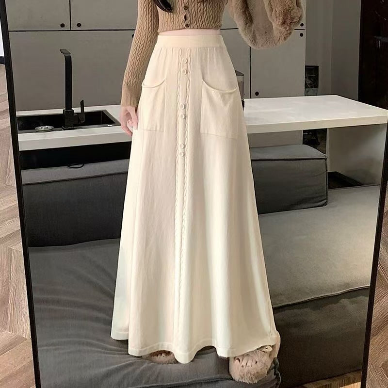 Women's Elegant Maxi Skirt with Button Details Mune Fashion