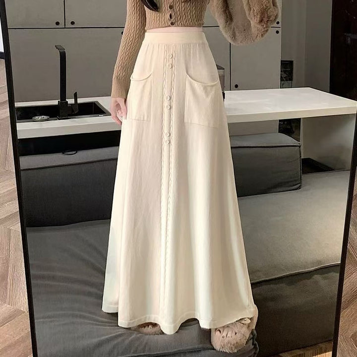 Women's Elegant Maxi Skirt with Button Details Mune Fashion