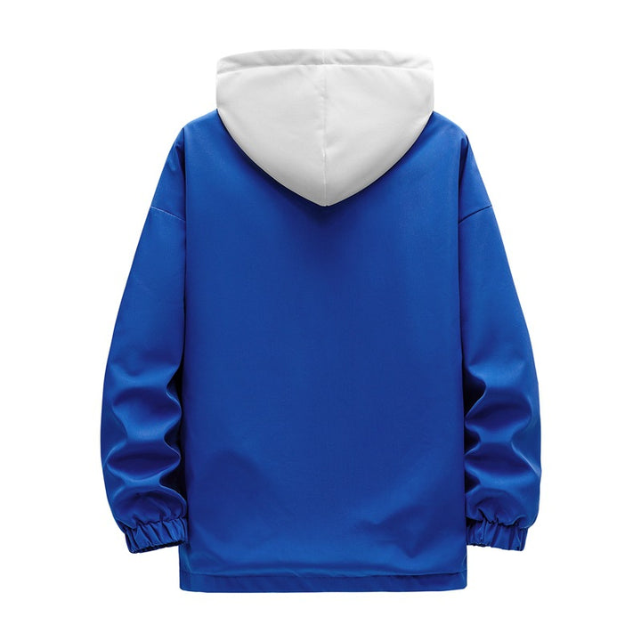 Men's two-layer hooded overlay jacket with contrasting inner hood and elastic cuffs Mune Fashion