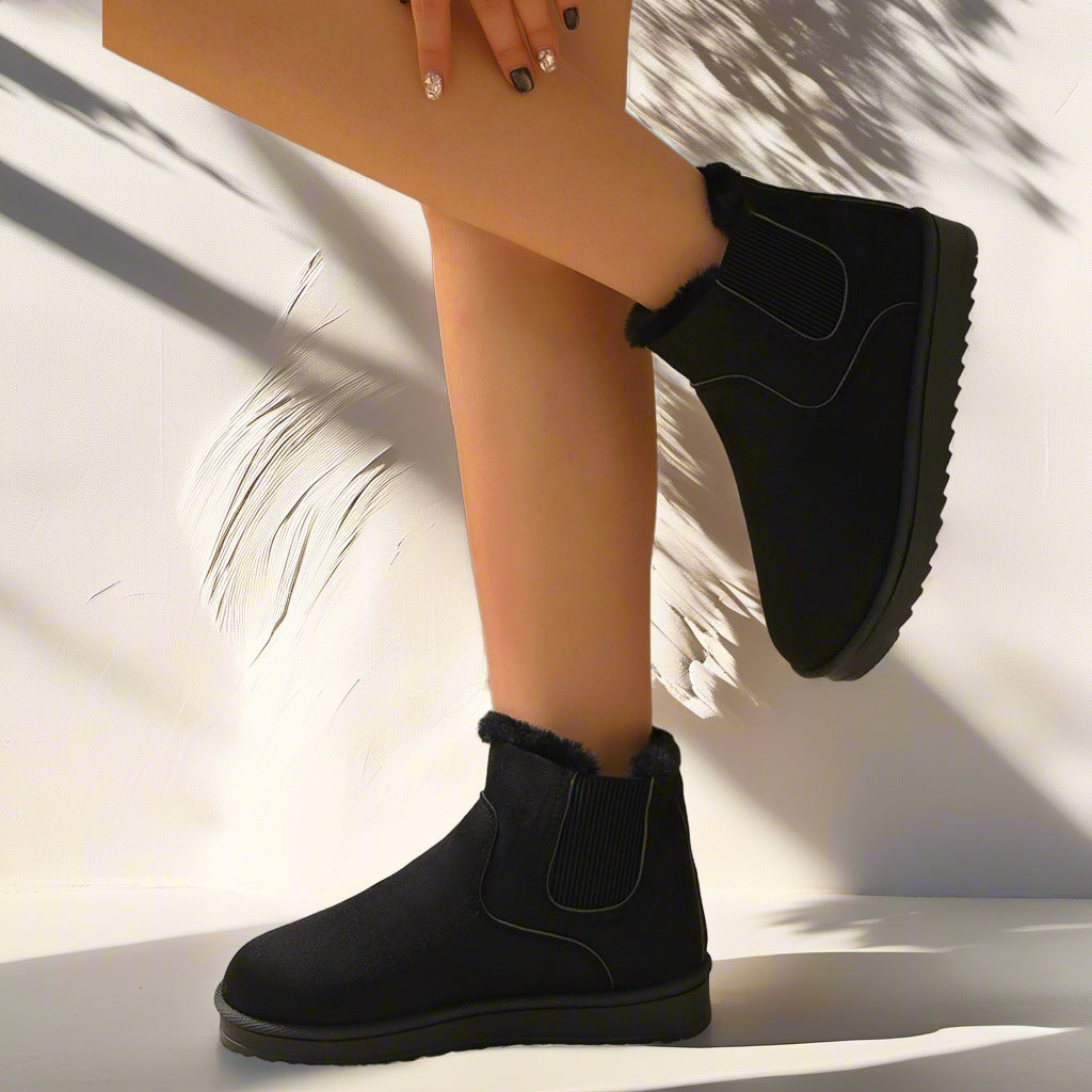 Women Lined Ankle Boots with Elastic Insert and Side Zip Mune Fashion