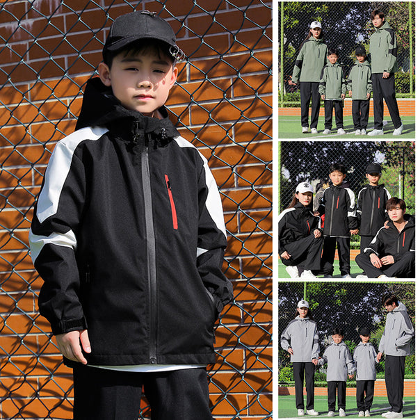 Men's sporty softshell outdoor jacket with hood, color block sleeves and water-repellent membrane Mune Fashion