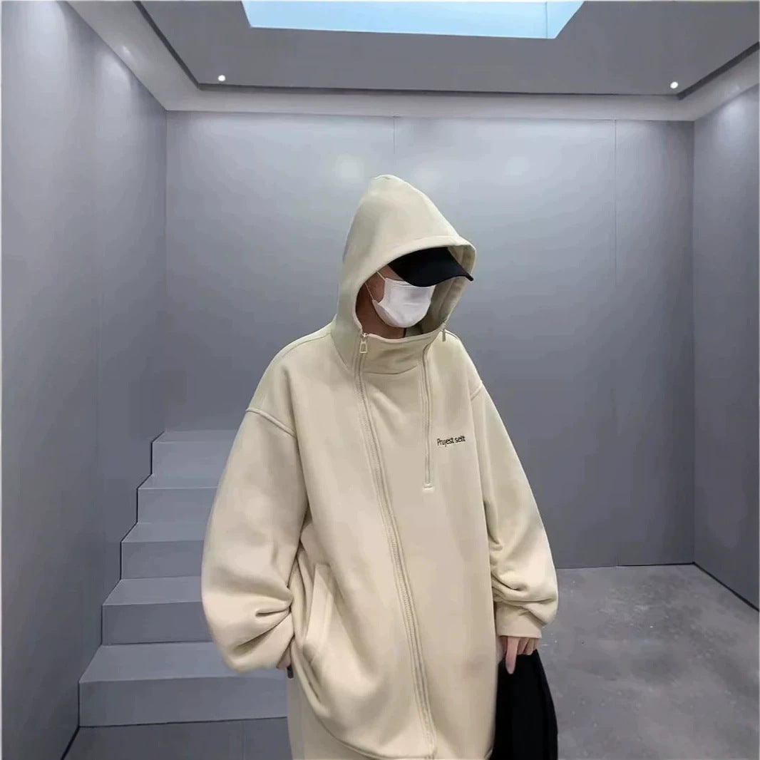 Unisex Oversized Fleece Jacket with High Collar and Zipper Mune Fashion
