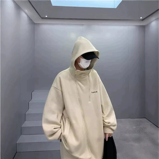 Unisex Oversized Fleece Jacket with High Collar and Zipper Mune Fashion