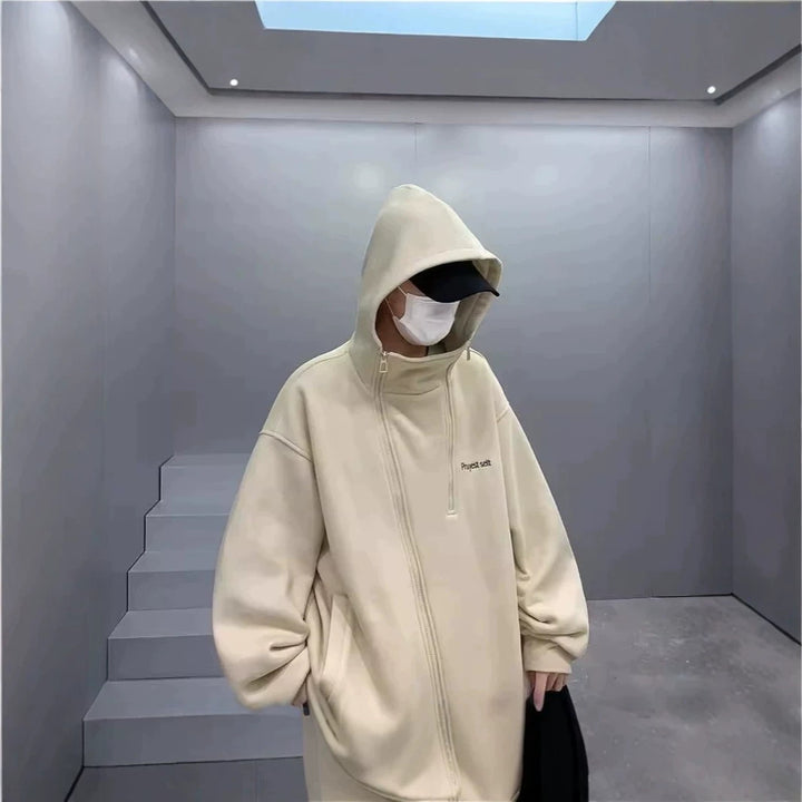 Unisex Oversized Fleece Jacket with High Collar and Zipper Mune Fashion