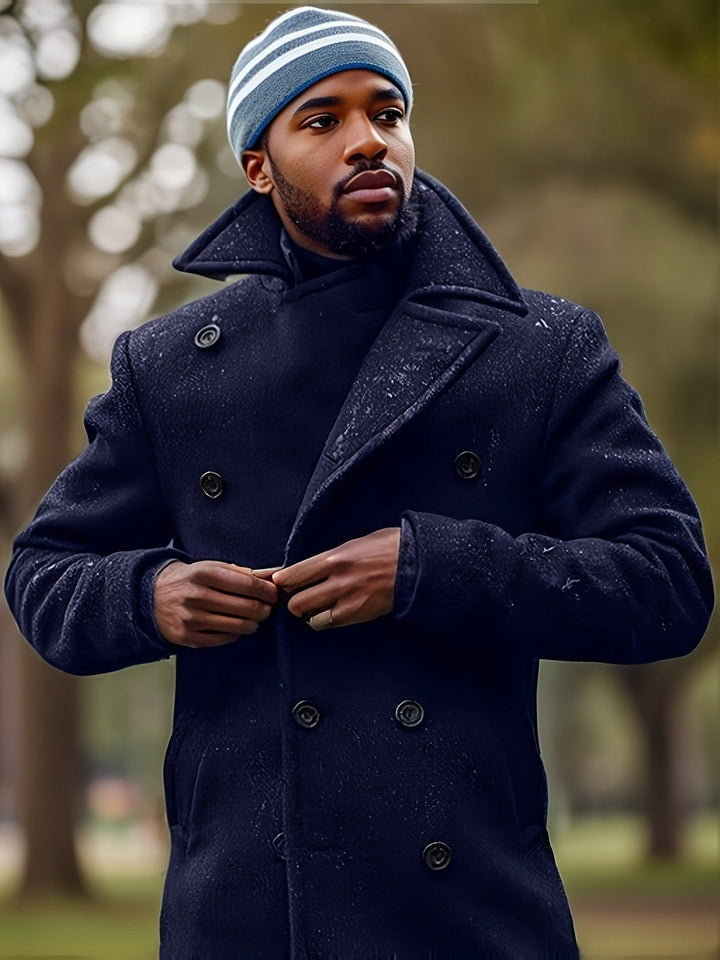 Men's Classic Double-Breasted Coat with Soft Lining Mune