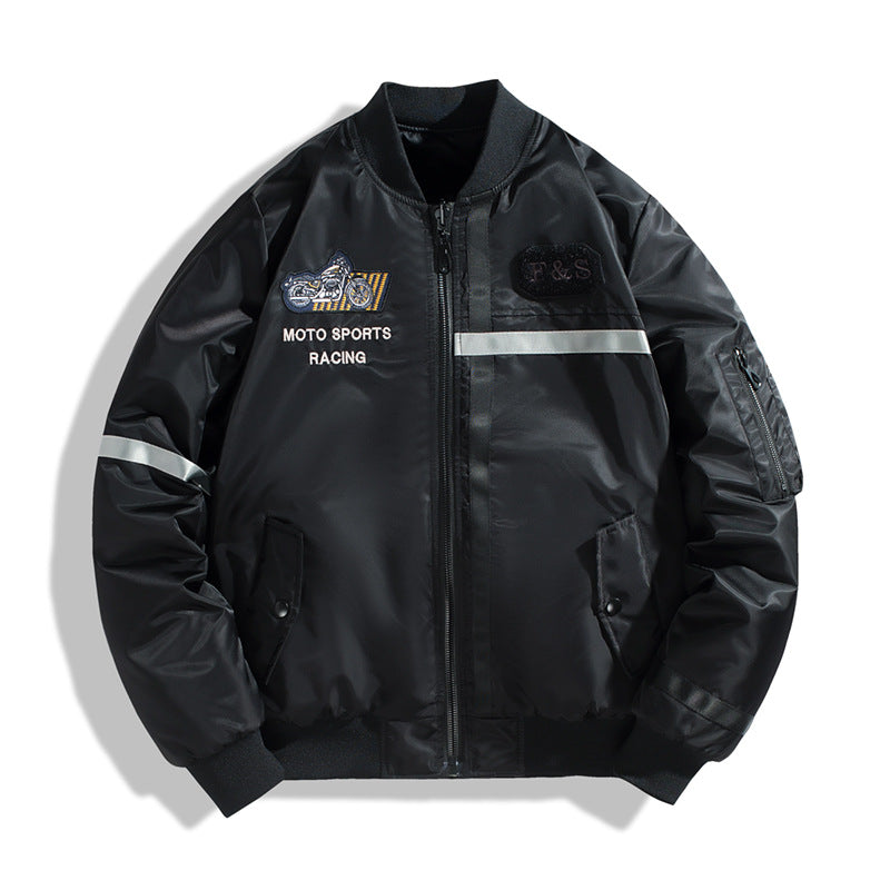 Men's bomber jacket in flight jacket style with reflective stripes, utility pockets and light thermal lining Mune Fashion