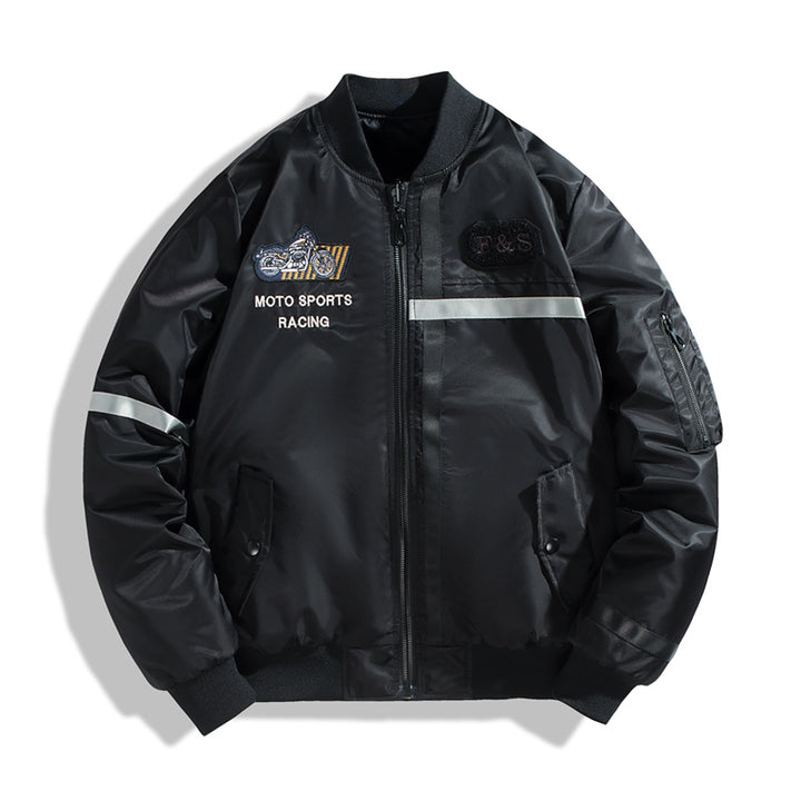 Men's bomber jacket in flight jacket style with reflective stripes, utility pockets and light thermal lining Mune Fashion