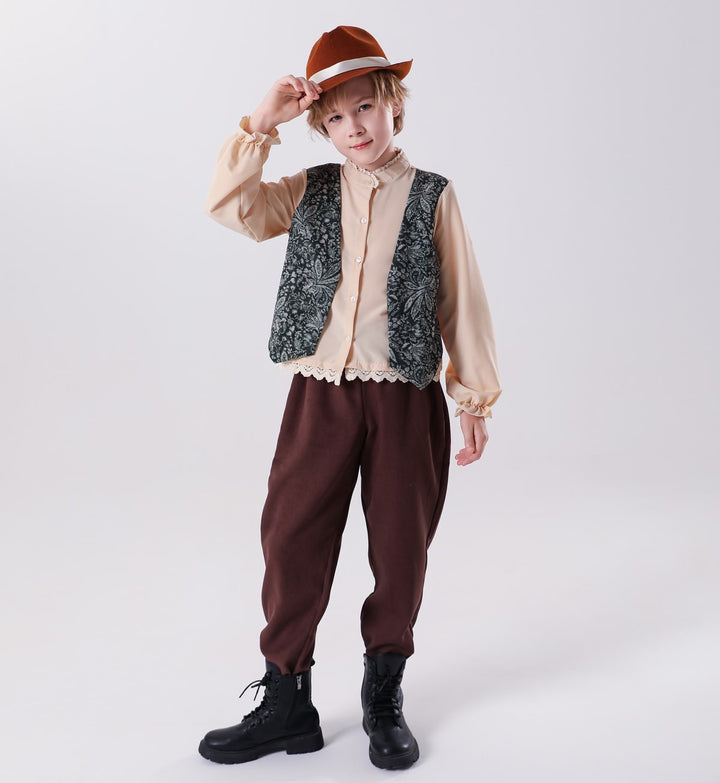 Unisex children's vest in vintage brocade style with floral jacquard pattern Mune Fashion
