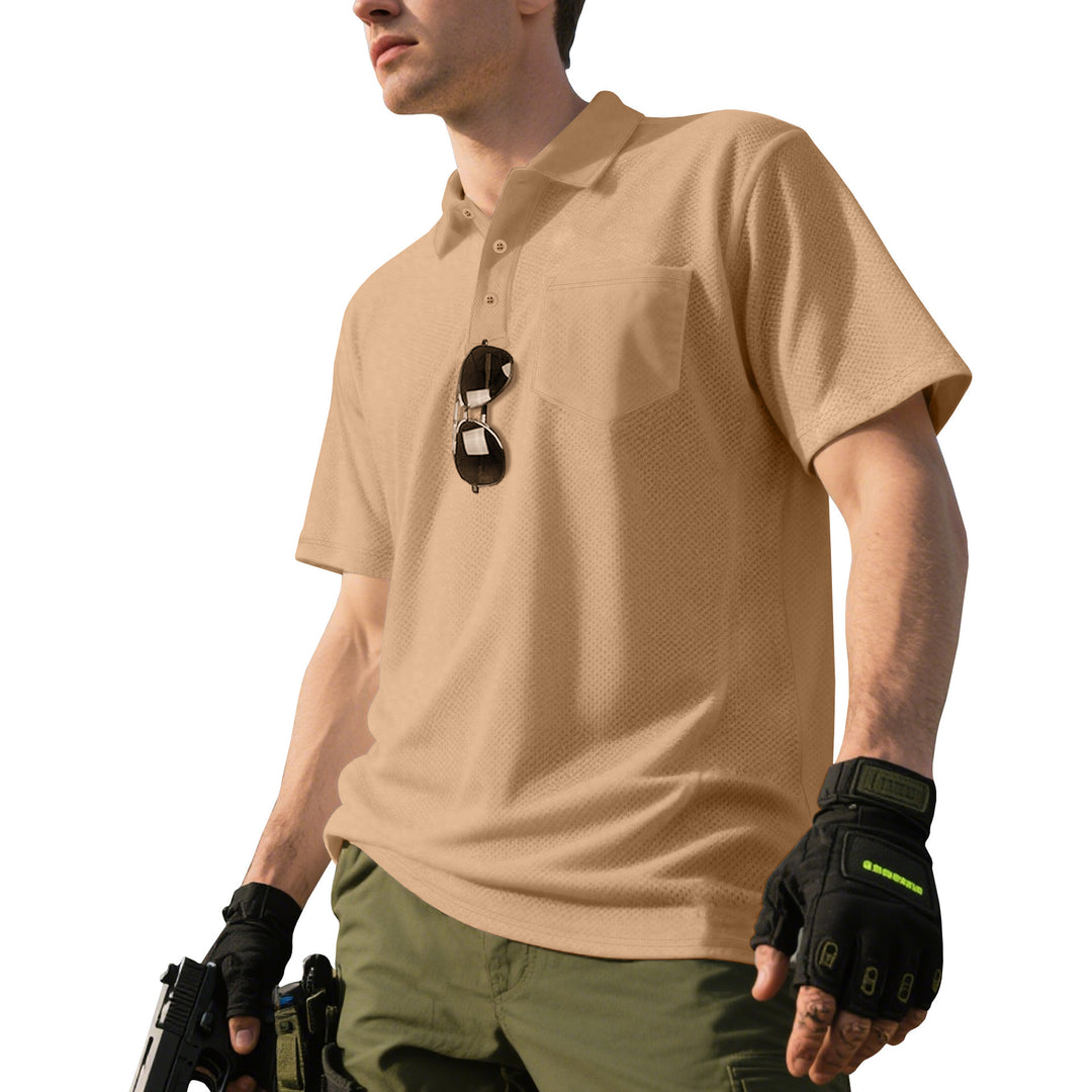 Men's functional short-sleeve polo shirt with breast pocket, integrated pen loop and micro-perforated ventilation Mune Fashion