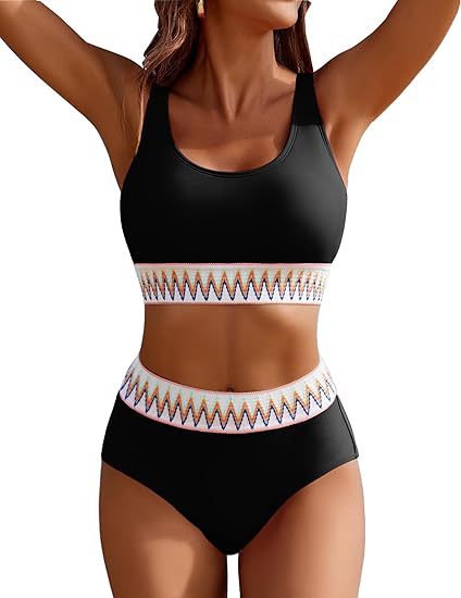 Women's High-Cut Sports Bikini with Colored Band Mune Fashion