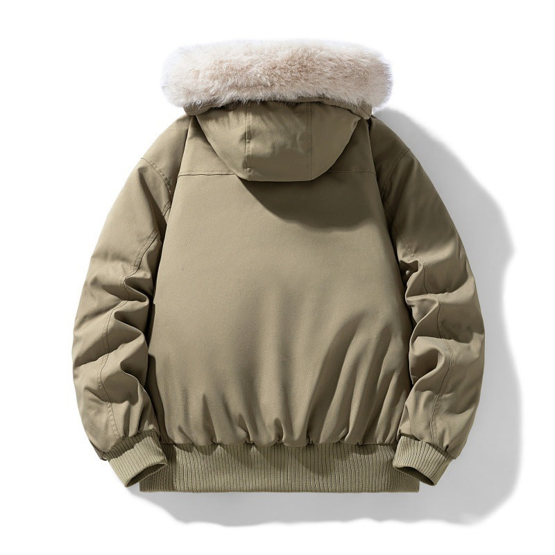 Men's Padded Winter Jacket with Faux Fur Hood, Quilted Checkered Lining and Bomber Cuffs Mune Fashion