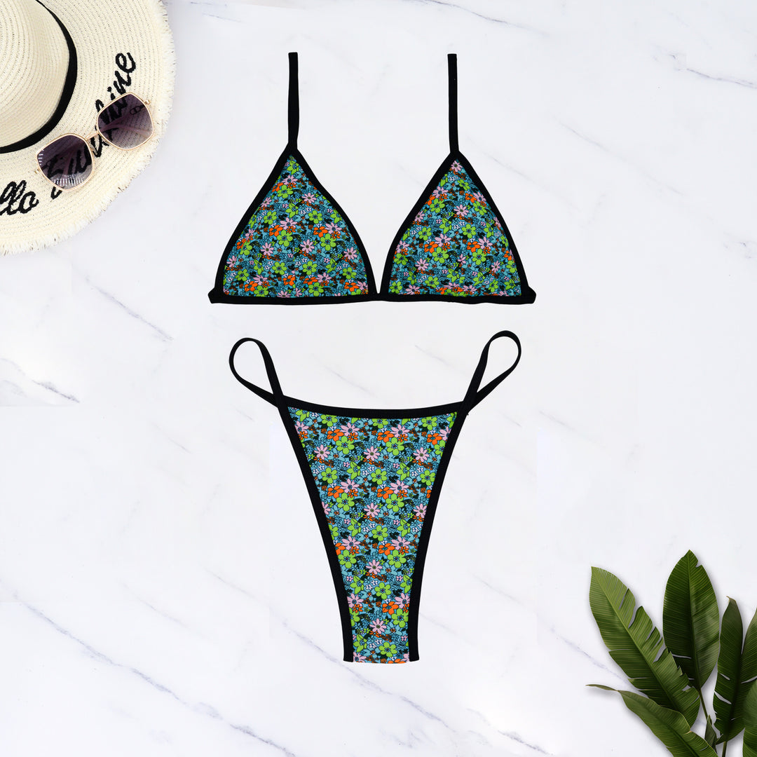 Women's triangle bikini with floral design and adjustable straps Mune Fashion
