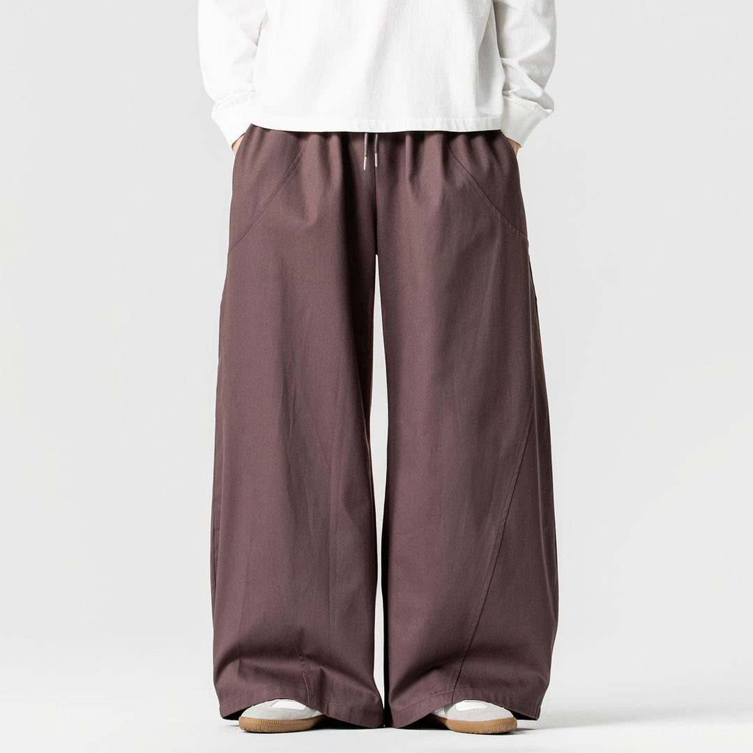 Men's Wide Lounge Pants in Palazzo Cut made of Cotton Blend with Drawstring and Side Pockets Mune Fashion