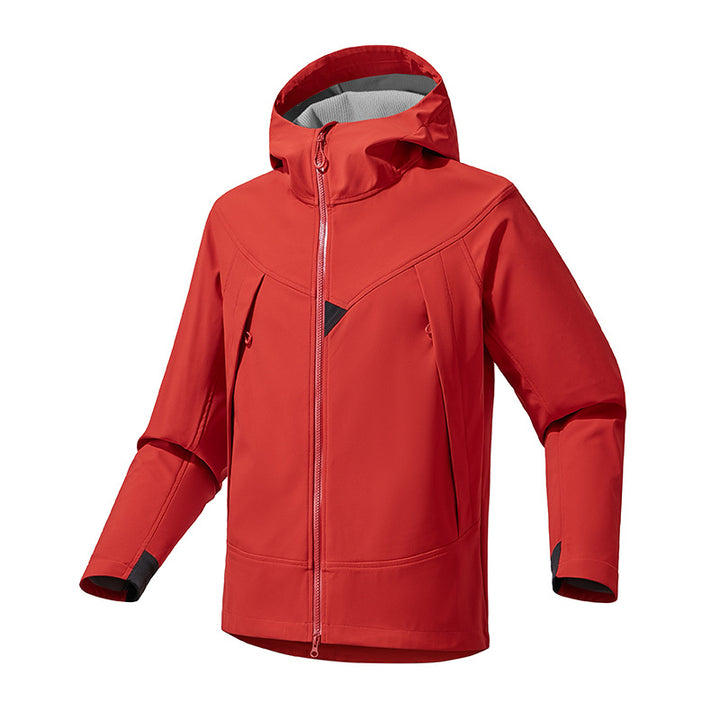 Men's Technical Softshell Outdoor Jacket with Hood Windproof Stretch and Two-Way Zipper Mune Fashion