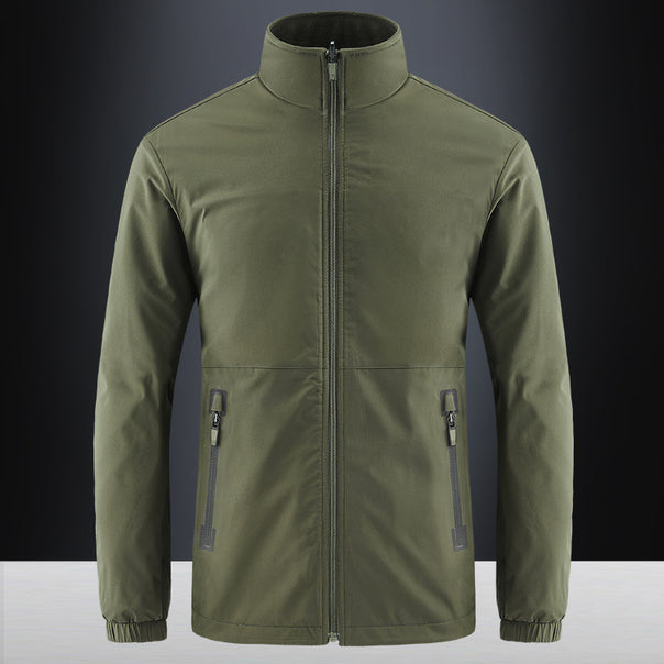 Men's lightweight water-repellent softshell jacket with stand-up collar, concealed zipper, and elastic cuffs Mune Fashion