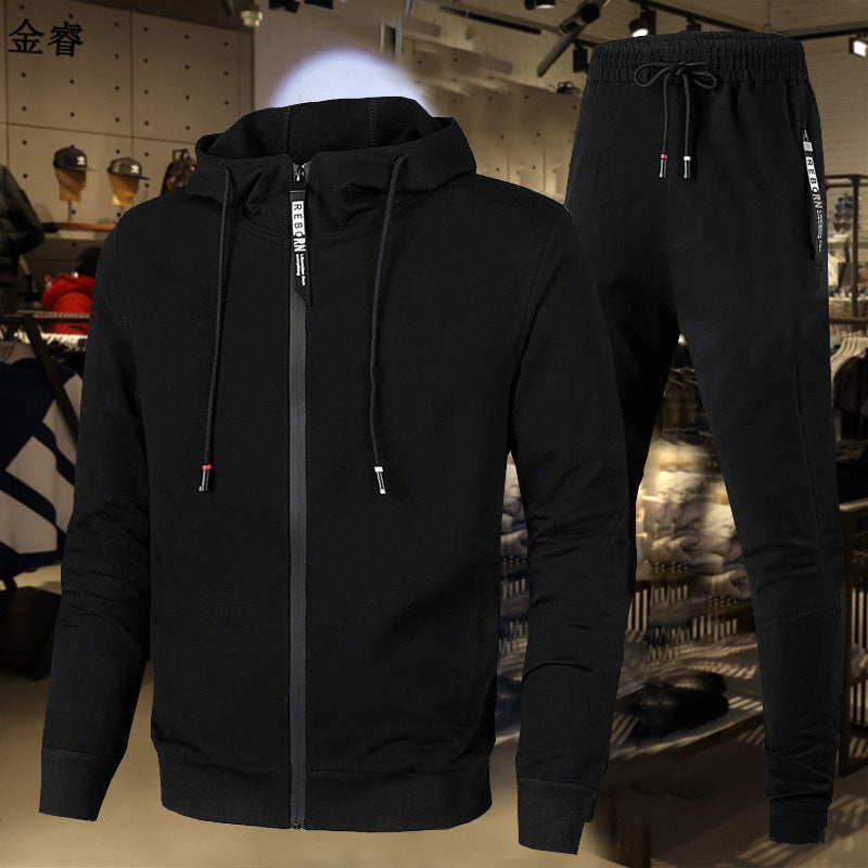 Men's two-piece training set with full zip hoodie, drawstring, and tapered jogging pants Mune Fashion