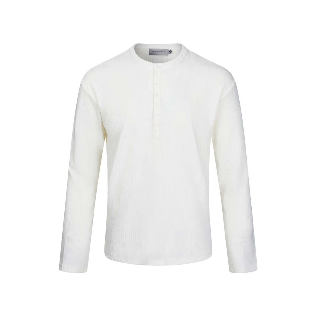Men's Thermal Waffle Shirt with Henley Button Placket Mune Fashion
